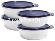 Tupperware Cereal Bowls Modular Nesting Bowl Sheer 2.5 c Set 4 Indigo Blue Lids