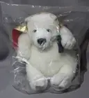 Coca Cola 7" White Polar Bear Plush w/ Red & Gold Cape & Coca-Cola Bottle