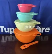 Tupperware Thatsa Medium Junior Extra Mini Mixing Classic Bowl Spatula Set 4 New