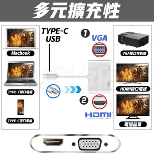 Type-C 轉 HDMI VGA 影音分享器 手機轉電視 4K 電視線 同屏器 電視棒 影音轉接 隨插即用