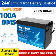 24V(25.6V) 100Ah Lithium iron Phosphate Battery LiFePO4 10000+ Cycle RV Boat BMS