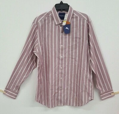 Tommy Bahama Safi Stripe Ruby Wine Button Up Men's L/S Shirt M Medium NWT $145