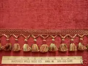Woven Adobe Burgundy Wine Velour Fabric 54" X 48" With Matching Tassel Trim 56"