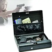 Steel Safe Gun Box,Wall Pistol Gun Cabinet,Portable Rifle Safe,3 In 1 Fingerprint Gun Safes,Mini Gun Safe,with Spare Key,Mini Gun Safe for Safe Home Security,Portable Pistol Safe Box