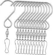 JOINPAYA Versatile Wind Chime Hooks 12 Pieces Rotating Swivel Clips in Stainless Steel for Hanging Decor