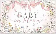 Swepuck 72x43inch Baby in Bloom Backdrop Watercolor Pink Bow Wildflowers Butterfly Spring Photography Background Girls Baby Shower Party Decoration Photo Booth Props