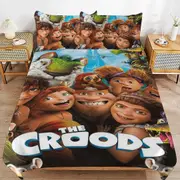 v6646 Bed Sheets Bedding The Croods Cartoon Bedding Sets Ultra Soft Skin-Friendly Duvet Cover 3 Piece, Cute Comforter Cover Bed Set for Boys Girls Ki