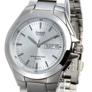 CASIO WATCH 卡西歐俐落風格時尚星期日期銀白腕錶 型號：MTP-1228D-7AVDF【神梭鐘錶】