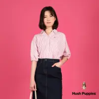 在飛比找momo購物網優惠-【Hush Puppies】女裝 襯衫 知性直條紋V領連袖襯