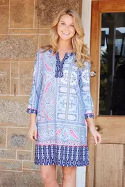 Mixed Print Jersey Dress--THRE-16888