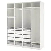 PAX wardrobe combination, white, 200x58x236 cm