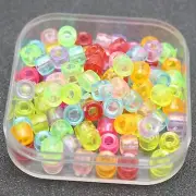 500 Mixed Transparent Color Acrylic Barrel Beads 6X5mm Spacer for Kids Craft