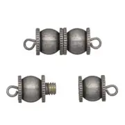 Art Deco Antiqued Silver Large Double Ball Barrel Screw Large Necklace Clasp