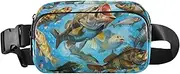 [XYMZR] Colorful Bass Fish Fanny Pack Hip Bag Belt Bag for Women Man Fashion Waist Pack Water-repellent Crossbody Bag for Halloween Costumes Running Hiking Jogging Travel Sport, Multi-colored, one size