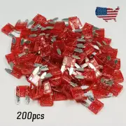 200pcs Truck Car Automotive Red 10Amp ATM/APM Mini Blade Fuses US