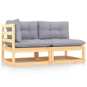 2 Piece Garden Lounge Set with Cushions Solid Pinewood