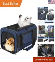 Soft-Sided Dog Carrier & Cat Travel Crate - Collapsible & Lightweight in Navy