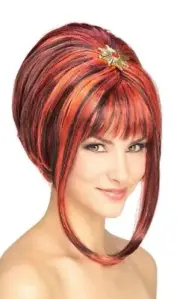 Midnight Siren Wig Black Red Vampire Fancy Dress Halloween Costume Accessory