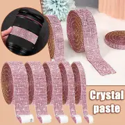 1 Yard Self-Adhesive Crystal Rhinestone Ribbon Resin Diamond Sticker Roll Pink