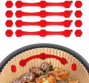 12PCS Air Fryer Magnets Silicone Buckle for Parchment Paper Liners, Lock Disposable Liners to Prevent Burning, Air Fryer Accessories for Ninja Crispi (Red)