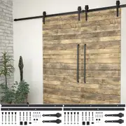Sliding Door Hardware Kits 2 pcs 200 cm Steel Black vidaXL
