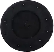 [DEARMAMY] Beret Pink Hat Pearl Beret Cap Satin Bonnet Hat Women Cap Heads Woman Doll Beanies Beanie Ladies Brimmed Lady Polyester Black