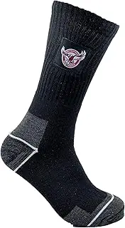 NRL Manly-Warringah Sea Eagles Heavy Duty Reinforced Heel and Toe Work Boot Supporter Socks 4 Pairs | National Rugby League | Men's sizes