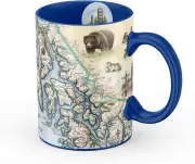 Alaska inside Passage Map Ceramic Mug (Large 16Oz) Coffee Cup, Tea, Cocoa, Hot