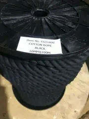 COTTON ROPE 16mm x 100mtrs 3 STRAND BLACK SUPERIOR QUALITY BRAND NEW