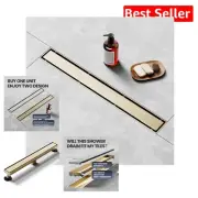 2-in-1 Tile Insert Panel Gold Linear Shower Drain - Easy Clean & Barrier-Free