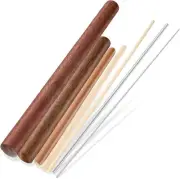 Baderke 7 Pcs Italian Rolling Pins Set Wood and wood color or silver