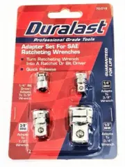 4pc DURALAST ADAPTER SET FOR RATCHETING GEAR WRENCH CONVERSION SOCKET BIT SAE
