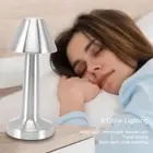 Portable Cordless Table Lamp 3-tone Light Rechargeable Silver