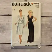 Butterick 4186 Sewing Pattern Mock Wrap Dress V-Neck 2 Lengths Size 16 UNCUT