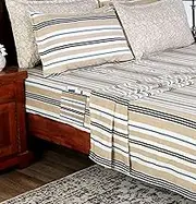 Soft Microfibre Printed Sheets, Super King Size, 6 Piece Set, 102cm x 106cm Flat, 80 Inch x 78 Inch Fitted, 4 Pillowcases 20 Inch x 30 Inch (Multi Stripes, Super King)