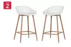 Set of 2 Ovela Leerdam Counter Stools (White), Benches, Stools & Bar Stools,