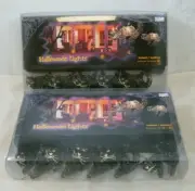 (2) NEW! SETS OF 10 - CAT HALLOWEEN LIGHTS, 5" LONG, BLACK CAT, WHITE LIGHT