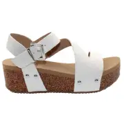 Volatile Biloxi Ankle Strap Wedge Womens Off White Casual Sandals PV118-103