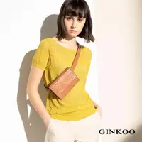 在飛比找momo購物網優惠-【GINKOO 俊克】幾何簍空圖騰針織上衣