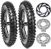 YC Yier Complete Set 70/100-17 & 90/100-14 Dirt Bike Tire Wheels - Front and Rear Tires, Rims, Inner Tubes with Sprocket Brake Discs for Motocross Off-Road Pit Bike Apollo SSR 125CC 140CC 150CC