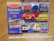Melissa & Doug Wooden Chunky Puzzle Vehicles 9 pieces pictures under pcs age 2+