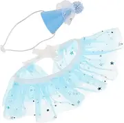 BCOATH 1 Set Pet Costume Set Decorative Collar and Hat for Cats and Dogs for Birthdays and Photo Shoots Comfortable Felt and Gauze Design