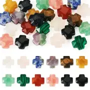 24x Faceted Cross Natural Synthetic Mixed Gemstone Beads Jewelry Making 12~13mm