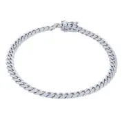 14K White Gold Solid Mens 5mm Miami Cuban Link Chain Bracelet Box Clasp 8"