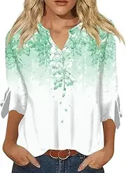 [Generic] 3/4 Sleeve Shirts for Women,Summer Tops for Women Plus Size Casual Tops for Women Trendy Womens Short Sleeve Tops 3/4 Length Sleeve Womens Tops Summer Womens Summer Clothes