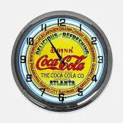 18" Coca Cola Co Home Office Atlanta Metal Sign Designed White Neon