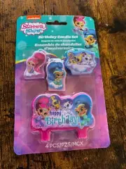 Shimmer and Shine Birthday Party Supplies Candle Set 4ct New
