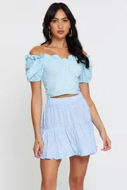 Print Mini Skirt Elastic Waist - Size 14, Women's Midi A Line