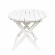 BplusZ Folding Side Table 19.1" x 19.85" x 19.1" Solid Wood Portable Round White