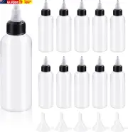 15Pcs Clear Dispensing Bottles with Small Funnels Kit, 4Oz Boston LDPE Plastic B